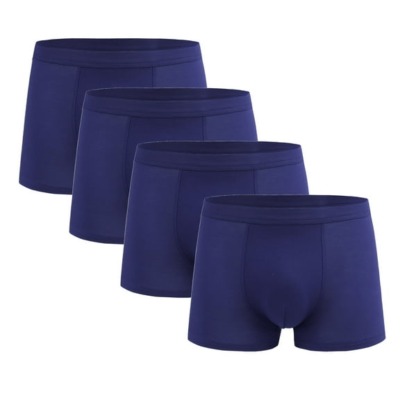 Zylanna Men's Boxer Briefs, Stretch Moisture-Wicking 4-Pack Soft Underwear for Men Oversized Blue Size L