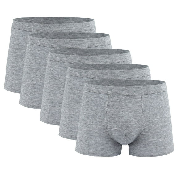 Zylanna Men's Boxer Briefs, Stretch Moisture-Wicking Soft 5-Pack Underwear for Men Oversized Gray Size 4XL