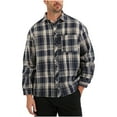 thumbnail image 1 of Zylanna Men's Button Down Shirts, Plaid Long Sleeve with Pocket Turndown Collar Casual Tops for Men Navy, 1 of 8