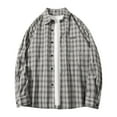 thumbnail image 1 of Zylanna Men's Button Down Shirts, Plaid Turndown Collar Long Sleeve Relax Fit Casual Tops for Men Gray, 1 of 8