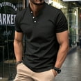 thumbnail image 1 of Zylanna Men's Button Polo Shirts Tee, Solid Color Short Sleeve Summer Turndown Collar Casual Pullover for Men Black Size XL, 1 of 6