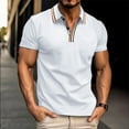 thumbnail image 1 of Zylanna Men's Button Polo Shirts Tee, Solid Color Turndown Collar Short Sleeve Summer Casual Pullover for Men White Size XL, 1 of 6