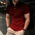 thumbnail image 1 of Zylanna Men's Button Polo Shirts Tee, Summer Gradient Color Turndown Collar Short Sleeve Casual Pullover for Men Wine Size L, 1 of 6