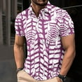 thumbnail image 1 of Zylanna Men's Button Polo Shirts Tee, Summer Short Sleeve Turndown Collar Printed Casual Pullover for Men Purple Size 3XL, 1 of 5