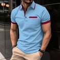 thumbnail image 1 of Zylanna Men's Button Polo Shirts Tee, Summer Turndown Collar Solid Color Short Sleeve Casual Pullover for Men Sky Blue Size S, 1 of 6
