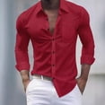 thumbnail image 1 of Zylanna Men's Button up Shirts, Breathable Plaid Long Sleeve Turndown Collar Formal Shirts for Men Red, 1 of 3