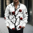 thumbnail image 1 of Zylanna Men's Button up Shirts, Breathable Turndown Collar Printed Long Sleeve Casual Shirts for Men White, 1 of 5