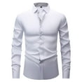 thumbnail image 1 of Zylanna Men's Button up Shirts, Solid Color Long Sleeve Breathable Turndown Collar Formal Shirts for Men White, 1 of 2