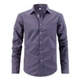 thumbnail image 1 of Zylanna Men's Button up Shirts, Turndown Collar Breathable Plaid Long Sleeve Formal Shirts for Men Navy, 1 of 5