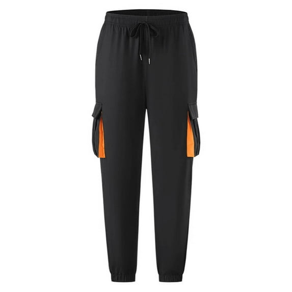 Zylanna Men's Cargo Pants, Jogger Multi-Pockets Solid Color Elastic Waist Casual Pants for Outdoor Black
