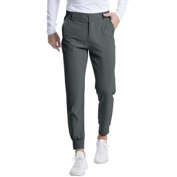 Zylanna Men's Cargo Pants, Jogger Solid Color with Pockets Elastic Waist Casual Pants for Outdoor Dark Gray