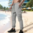 thumbnail image 1 of Zylanna Men's Cargo Pants, Loose Multi Pockets with Drawstring Elastic Waist Straight Leg Pants for Men Gray, 1 of 9