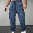 thumbnail image 1 of Zylanna Men's Cargo Pants, Relax Fit Elastic Waist Multi-Pockets Drawstring Sports Jogger Pants for Men Dark Blue Size 2XL, 1 of 9