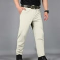 thumbnail image 1 of Zylanna Men's Cargo Pants, Solid Color Straight Leg with Pockets Elastic Waist Casual Pants for Outdoor Khaki, 1 of 7