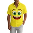 thumbnail image 1 of Zylanna Men's Casual Button Down Shirts, Breathable Short Sleeve Funny Face Print Vacation Summer Beach Shirts for Men Multicolor, 1 of 5
