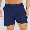 thumbnail image 1 of Zylanna Men's Casual Double-layer Shorts, 2025 New Style Solid Color Athletic Sport with Pockets Elastic Waist Summer Short Pants for Man Navy Size M, 1 of 4