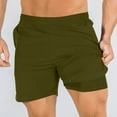 thumbnail image 1 of Zylanna Men's Casual Double-layer Shorts, Athletic Sport 2025 New Style Solid Color with Pockets Elastic Waist Summer Short Pants for Man Army Green Size 2XL, 1 of 4