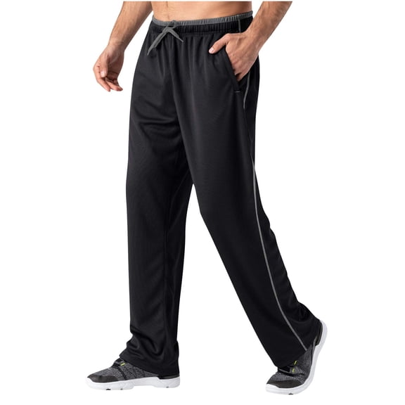 Zylanna Men's Casual Pants, Baggy with Pockets Stretchable Drawstring Waist Comfortable Joggers for Winter Sports Black