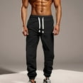 thumbnail image 1 of Zylanna Men's Casual Pants, Pockets Loose Elastic Waist with Drawstring Straight Leg Pants for Men Black, 1 of 9