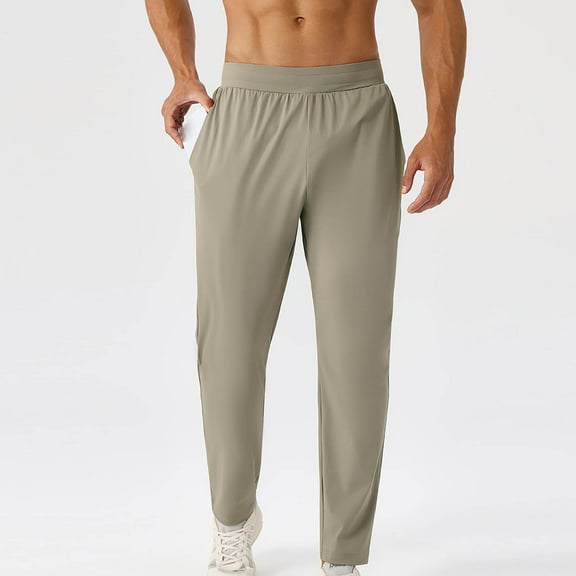 Zylanna Men's Casual Pants, Stretchy with Drawstring Elastic Waist Pockets Jogger Pants for Men Khaki