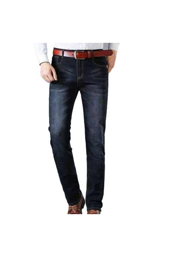 Men's Casual Relax Fit Jeans, Elastic Waist Button Pockets Zipper Straight Leg Fashion Denim Pants for Men Black Size XXXXXL 40