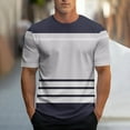 thumbnail image 1 of Zylanna Men's Casual Shirts Tee, Short Sleeve Crew Neck Striped Athletic Elastic Breathable Summer Tops for Man Gray Size XL, 1 of 5
