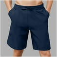 thumbnail image 1 of Zylanna Men's Casual Shorts, Sport Solid with Pockets Elastic Waist Drawstring Summer Fashion Shorts for Men Dark Blue Size XL, 1 of 8