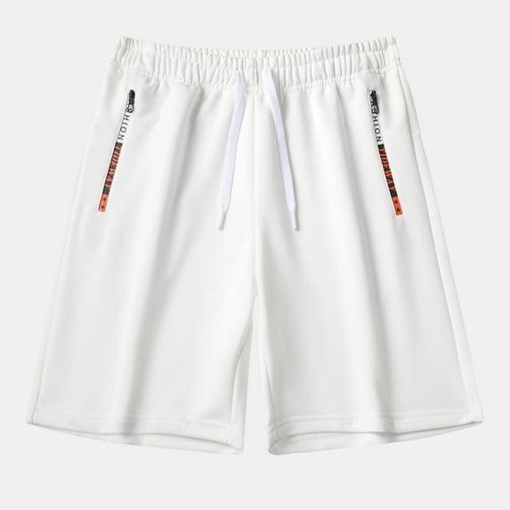 Zylanna Men's Casual Shorts, Athletic Sport 2025 New Style with Pockets Elastic Waist Solid Color Summer Short Pants for Man White Size L