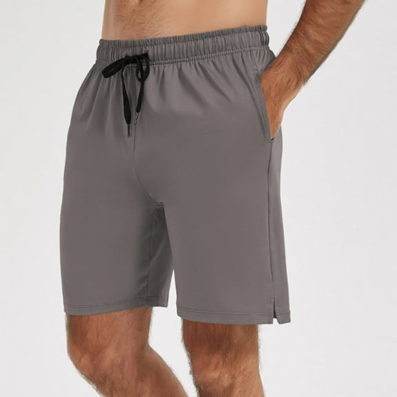 Zylanna Men's Casual Shorts, Elastic Waist 2025 New Style Athletic Sport with Pockets Solid Color Summer Short Pants for Man Dark Gray Size M