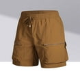 thumbnail image 1 of Zylanna Men's Casual Shorts, Elastic Waist 2025 New Style Solid Color with Pockets Leisure Wear Summer Cargo Shorts for Man Brown Size 4XL, 1 of 9