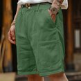 thumbnail image 1 of Zylanna Men's Casual Shorts, Solid Color Elastic Waist Beach Vocation with Pockets 2025 New Style Summer Short Pants for Man Green Size 2XL, 1 of 6