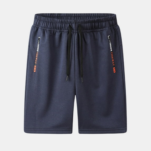 Zylanna Men's Casual Shorts, with Pockets Athletic Sport Elastic Waist Solid Color 2025 New Style Summer Short Pants for Man Dark Blue Size 5XL