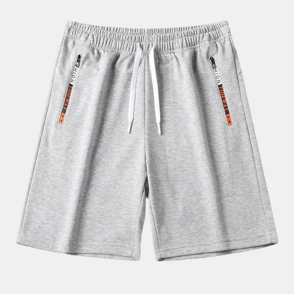 Zylanna Men's Casual Shorts, with Pockets Elastic Waist Athletic Sport Solid Color 2025 New Style Summer Short Pants for Man Gray Size 2XL