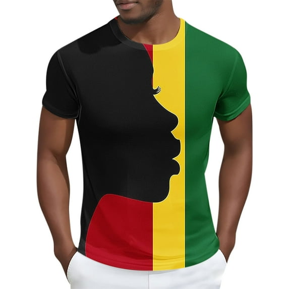 Zylanna Men's Casual T-Shirts, Crew Neck Fashion Black History Month Short Sleeve Shirts for Men Tee Multicolor Size 3XL