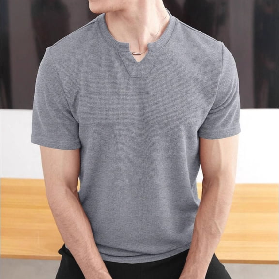 Zylanna Men's Casual T-Shirts, Crew Neck Fashion Solid Color Short Sleeve Shirts for Men Tee Gray Size M