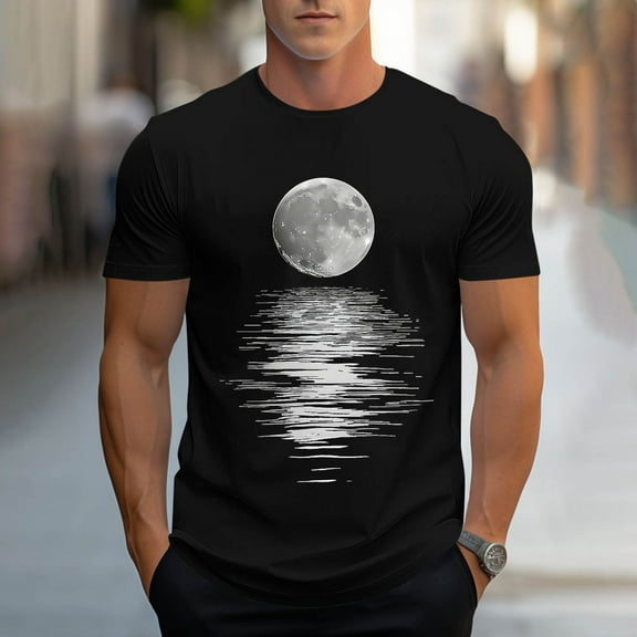 Zylanna Men's Casual T-Shirts, Crew Neck Graphic Fashion Short Sleeve Shirts for Men Tee Black Size M