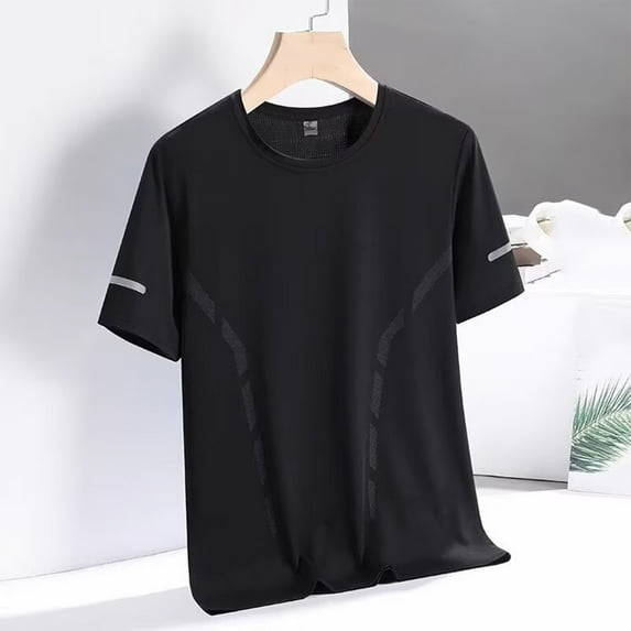 Zylanna Men's Casual T-Shirts, Crew Neck Short Sleeve Fashion Solid Color Shirts for Men Tee Black Size 4XL