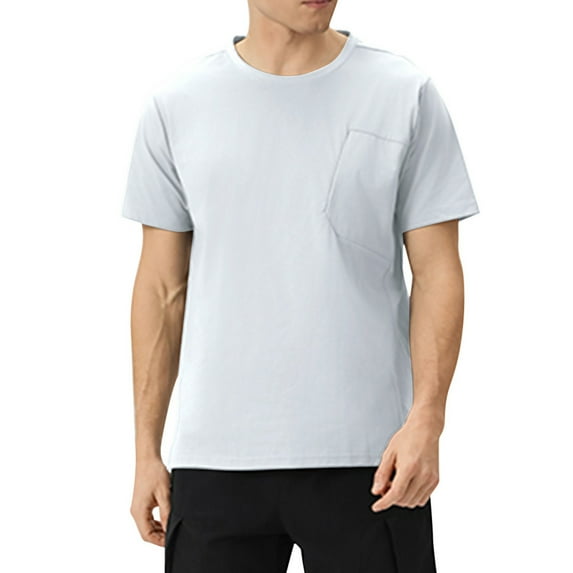 Zylanna Men's Casual T-Shirts, Crew Neck Solid Color Fashion Short Sleeve Shirts for Men Tee White Size M