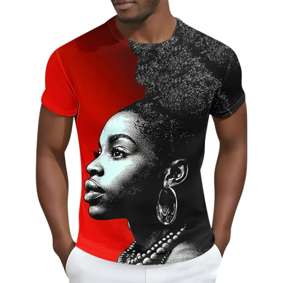 Zylanna Men's Casual T-Shirts, Fashion Black History Month Crew Neck Short Sleeve Shirts for Men Tee Multicolor Size 2XL