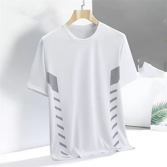 Zylanna Men's Casual T-Shirts, Fashion Crew Neck Solid Color Short Sleeve Shirts for Men Tee White Size 5XL