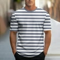 thumbnail image 1 of Zylanna Men's Casual T-Shirts, Fashion Short Sleeve Striped Crew Neck Shirts for Men Tee Blue Size 3XL, 1 of 5