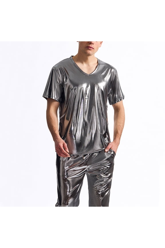 Men's Casual T-Shirts, Fashion Solid Color Crew Neck Short Sleeve Shirts for Men Tee Gray Size XL