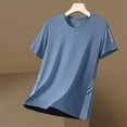 thumbnail image 1 of Zylanna Men's Casual T-Shirts, Fashion Solid Color Short Sleeve Crew Neck Shirts for Men Tee Blue Size 5XL, 1 of 5