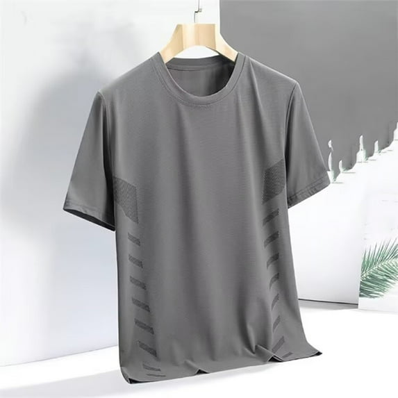 Zylanna Men's Casual T-Shirts, Solid Color Crew Neck Fashion Short Sleeve Shirts for Men Tee Dark Gray Size L