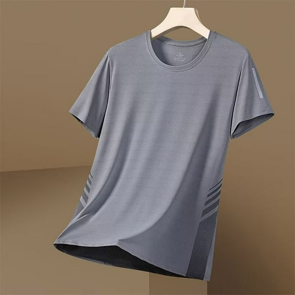 Zylanna Men's Casual T-Shirts, Solid Color Short Sleeve Crew Neck Fashion Shirts for Men Tee Gray Size XL