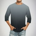thumbnail image 1 of Zylanna Men's Casual T-Shirts Tee, 3/4 Sleeve Printed Summer Crew Neck Loose Tops Trouses for Men Black Size 4XL, 1 of 5