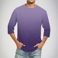 thumbnail image 1 of Zylanna Men's Casual T-Shirts Tee, 3/4 Sleeve Summer Crew Neck Printed Loose Tops Trouses for Men Purple Size L, 1 of 5