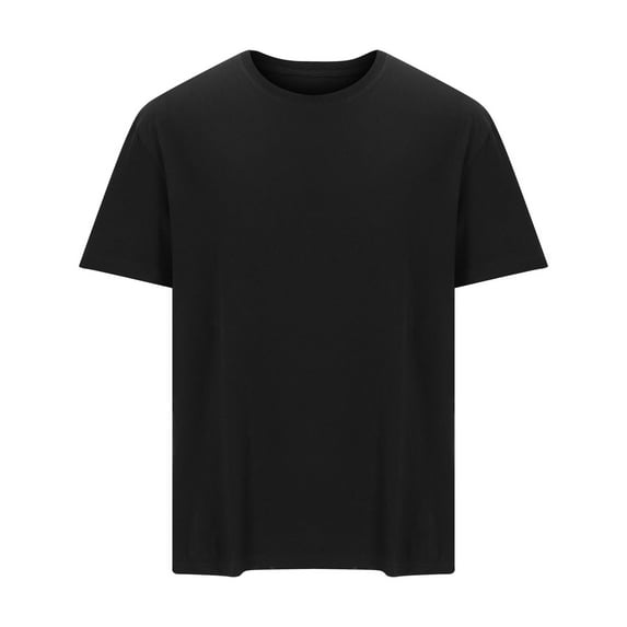 Zylanna Men's Casual T-Shirts Tee, Crew Neck Short Sleeve Summer Solid Color Loose Tops Trouses for Men Black Size 2XL