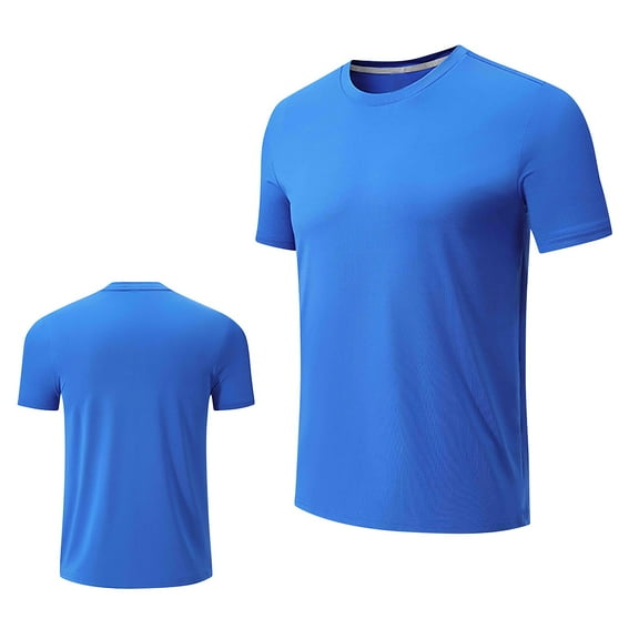 Zylanna Men's Casual T-Shirts Tee, Short Sleeve Solid Color Summer Crew Neck Loose Tops Trouses for Men Blue Size XL