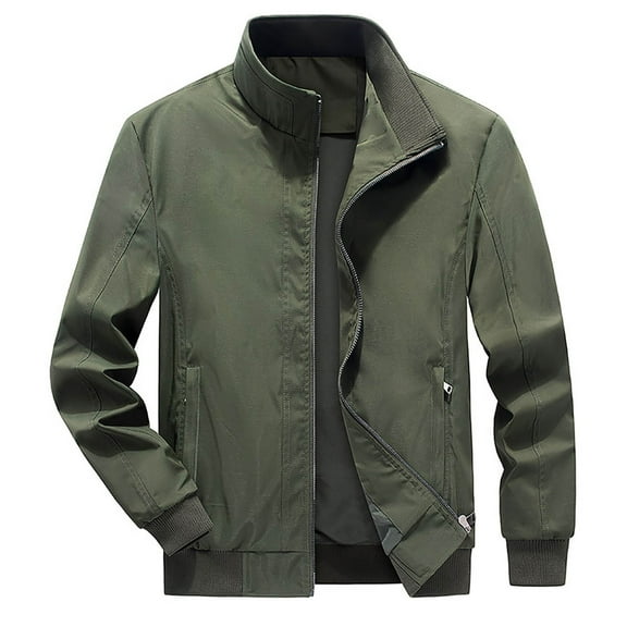 Zylanna Men's Casual Winter Jackets, Outdoor Long Sleeve Lightweight Full Zip Coats for Mens Army Green